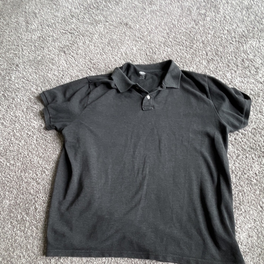 Old Navy Men's XXL/TG Big & Tall Polo Gray Solid Short Sleeve Collared Button